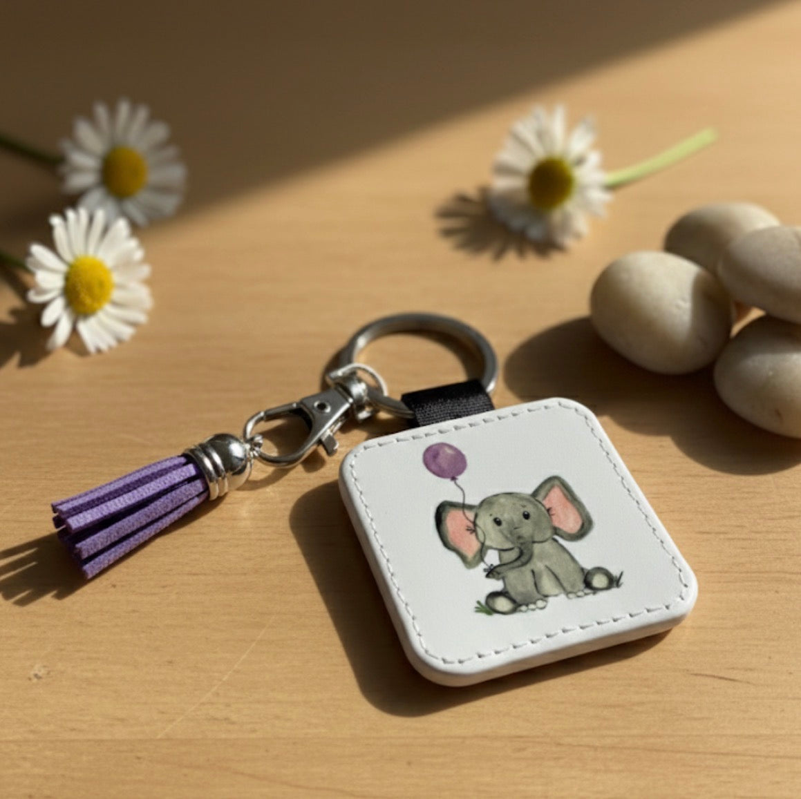 Elephant Tassel Keychain - Hand-Painted Art Charm