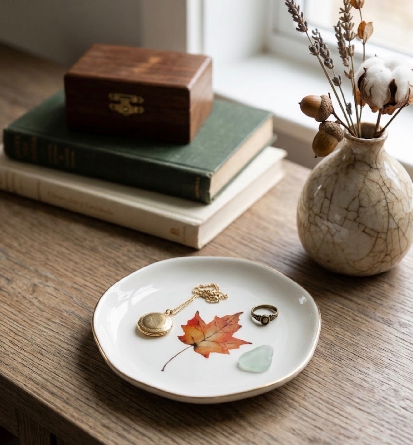 Fall Leaf Jewelry & Trinket Dish - Original Art Series