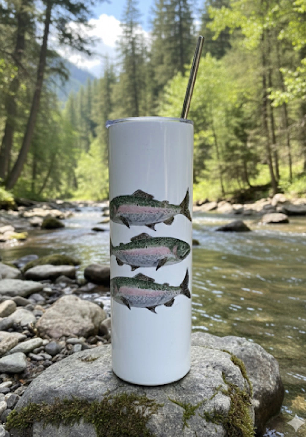 20oz Insulated Skinny Tumbler Trout  Original Art Series