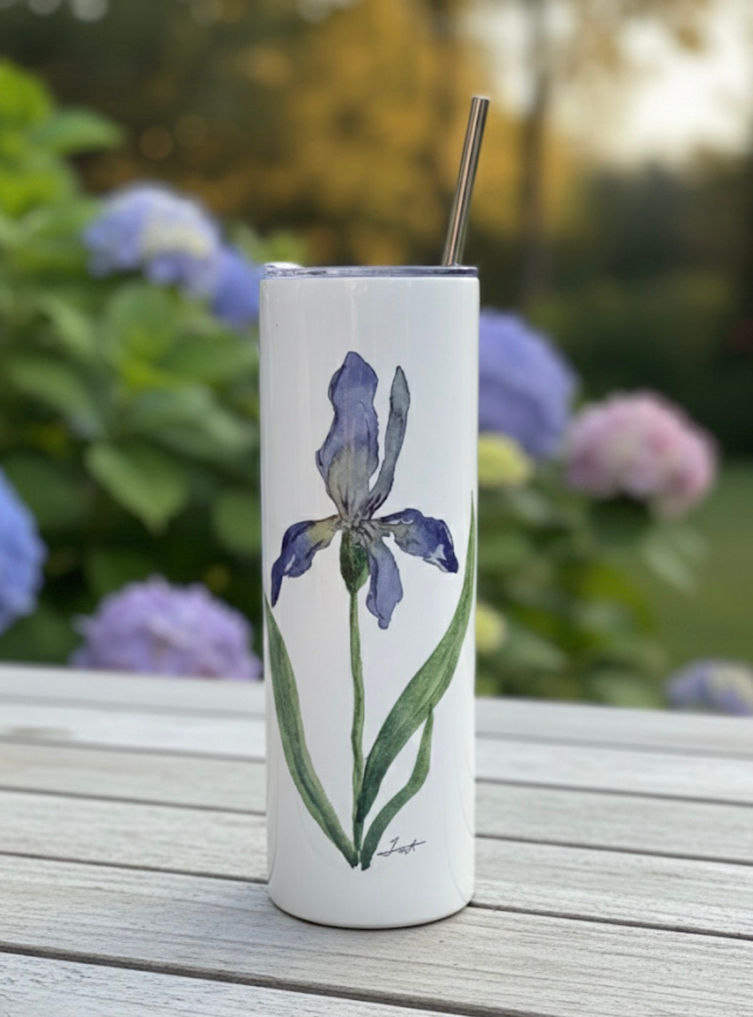 20oz Insulated Skinny Tumbler Iris  Original Art Series