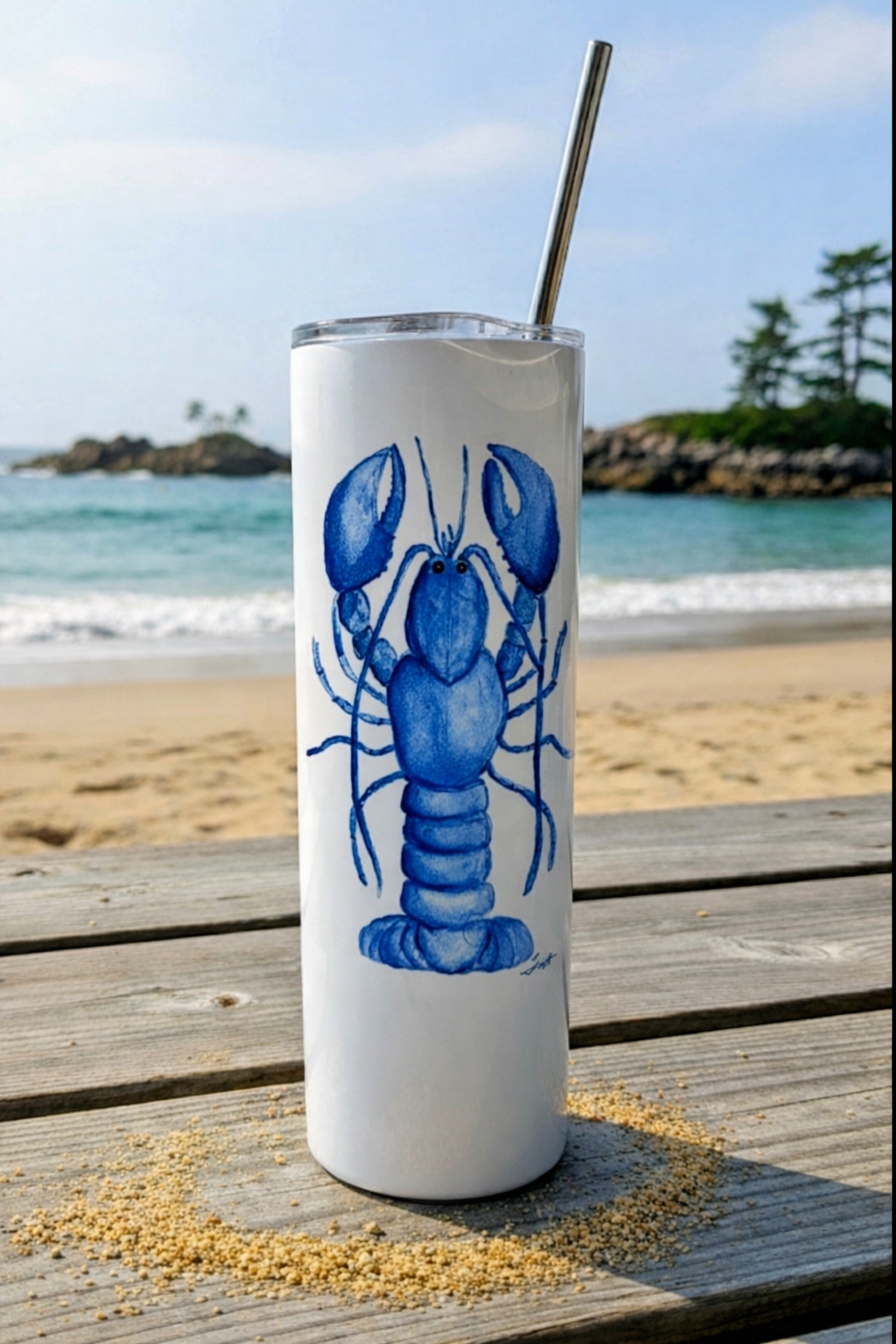 20oz Insulated Skinny Tumbler Blue Lobster Original Art Series