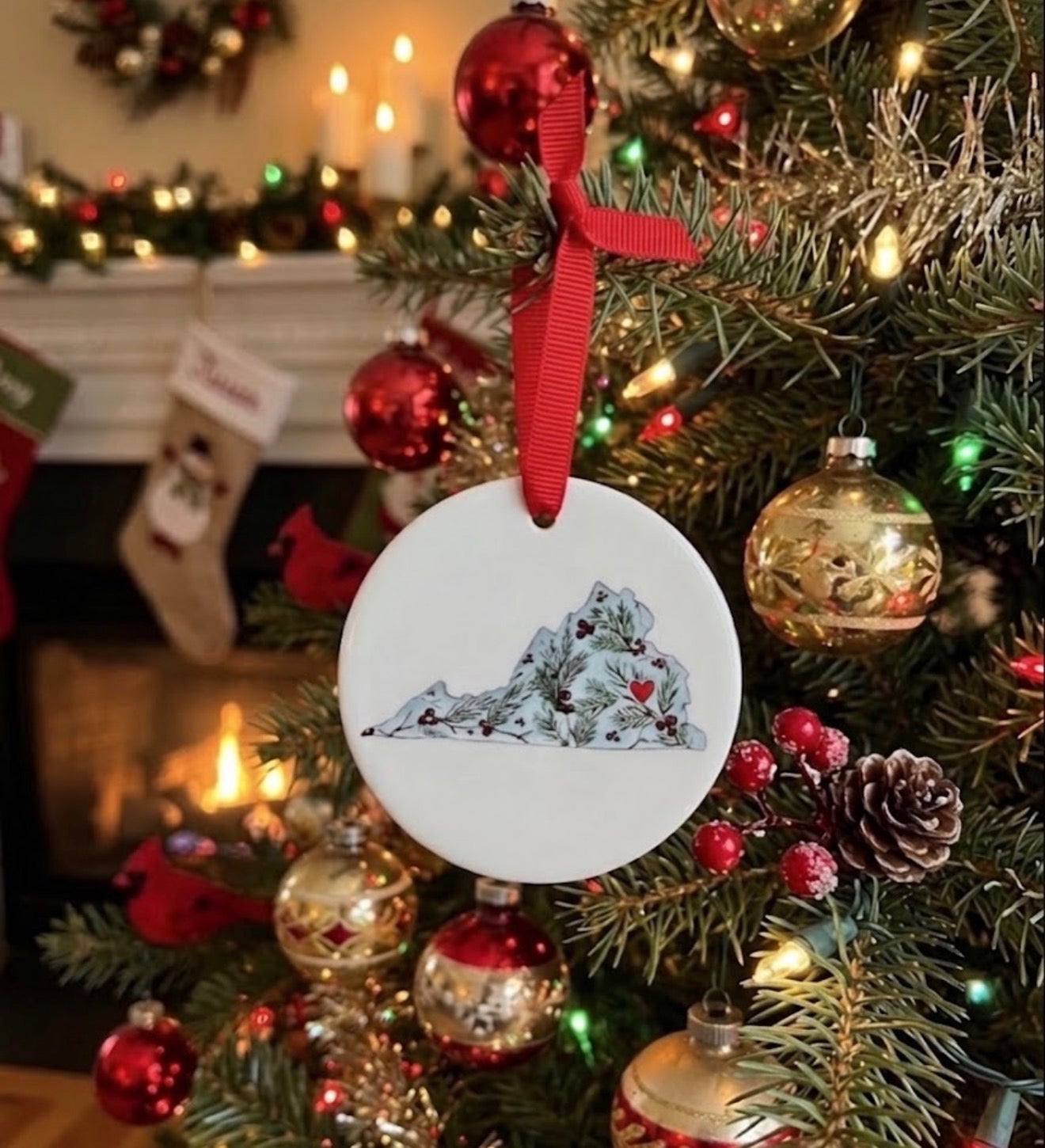Virginia Ceramic Christmas Ornament