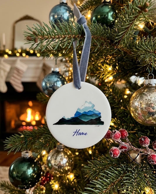 Virginia Mountains Home Ceramic Christmas Ornament