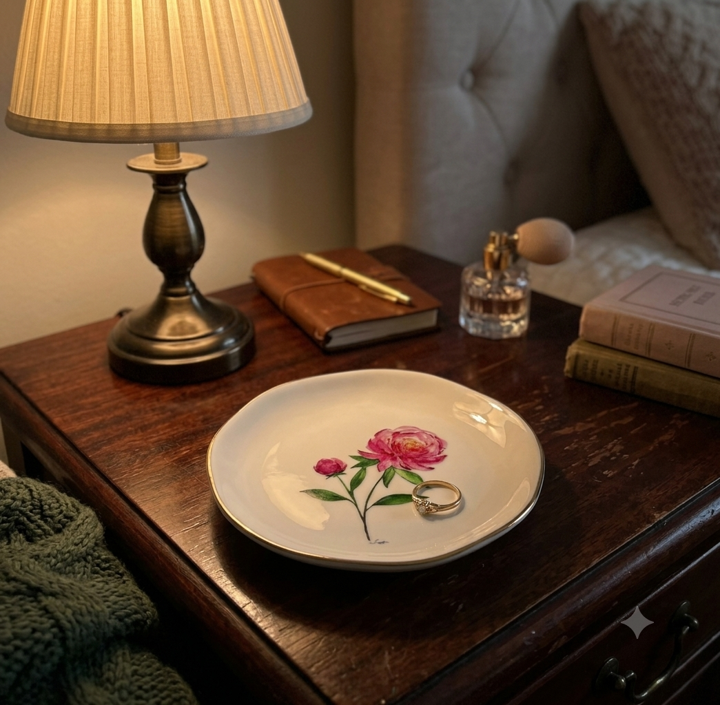 Peonies Jewelry & Trinket Dish - Original Art Series