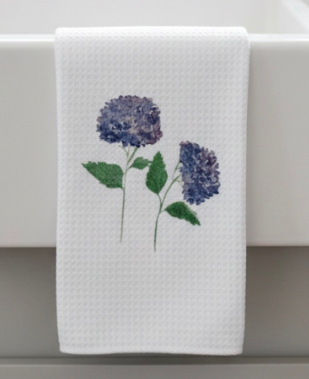 Microfiber Kitchen Towel Watercolor Art Hydrangea