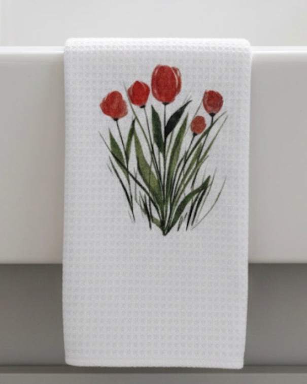 Microfiber Kitchen Towel Watercolor Art Tulip