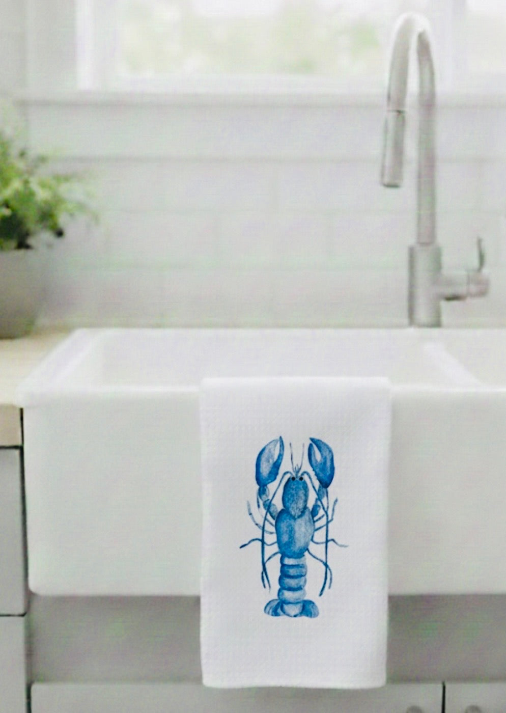 Microfiber Kitchen Towel Watercolor Art Blue Lobster