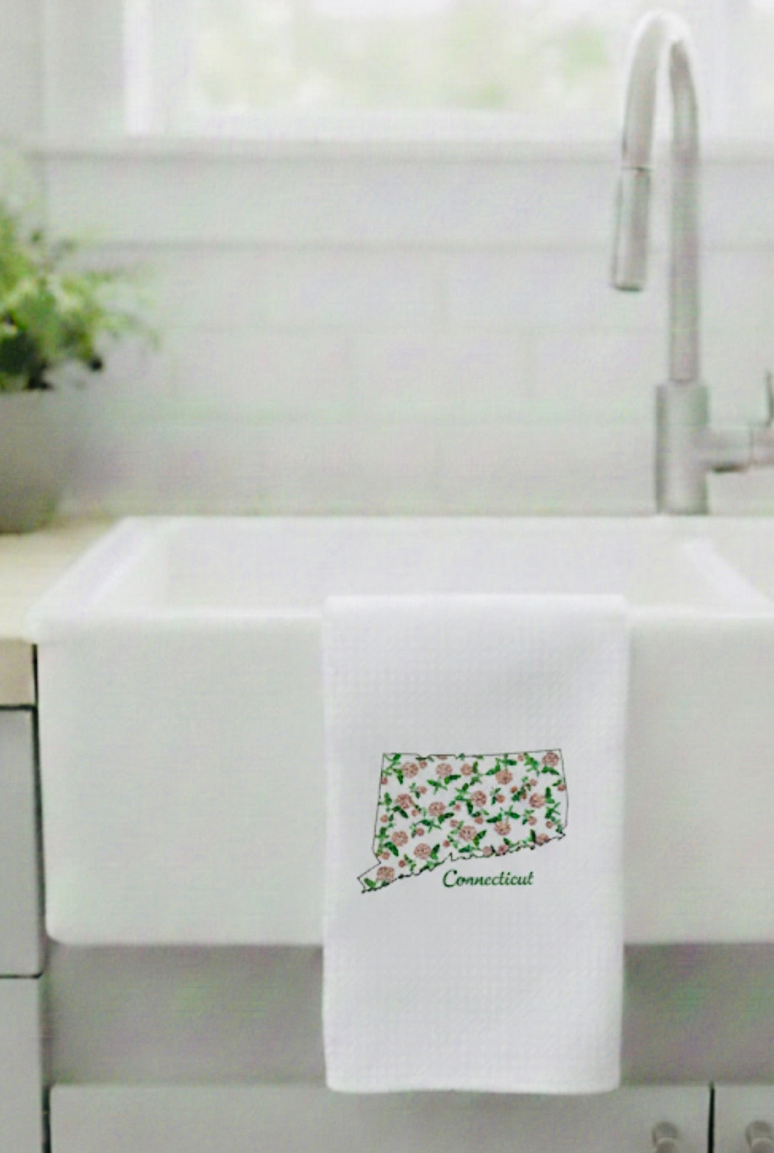 Microfiber Kitchen Towel Watercolor Art Connecticut