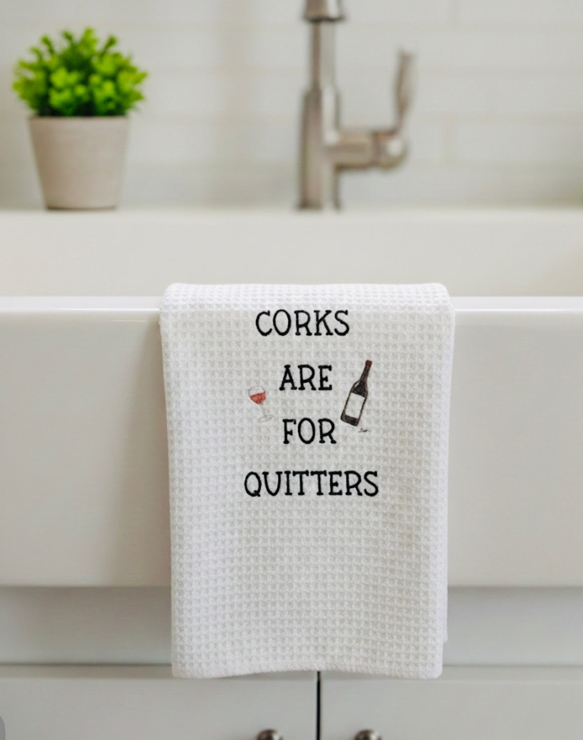 Microfiber Kitchen Towel Watercolor Art Corks are for Quitters