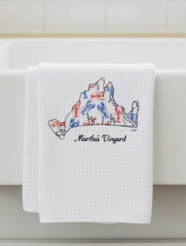 Microfiber Kitchen Towel Watercolor Art Martha's Vineyard