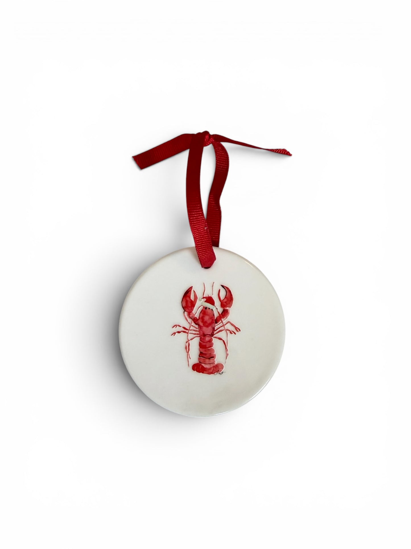 Santa Lobster Ceramic Christmas Ornament